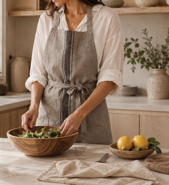 Home and Styling Apron Cotton, Grey, Packshot View