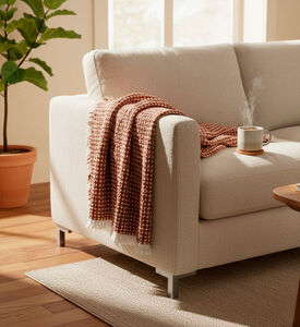 Home Deco and More Honey Waffle Cotton Wool Throw, Brick, Packshot View