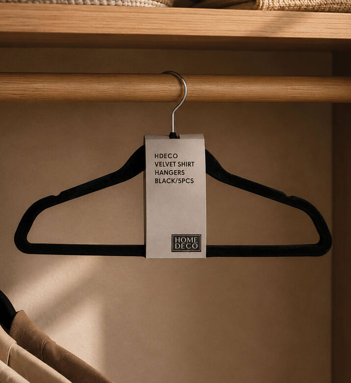 Home Deco and More Velvet Shirt Hangers 5-piece Set, Packshot View