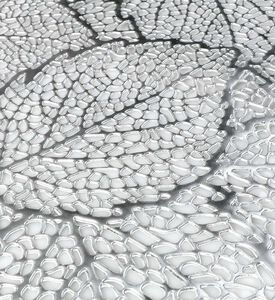 Excellent Houseware Leaf Embellished Pvc Placemat, Silver, Packshot View