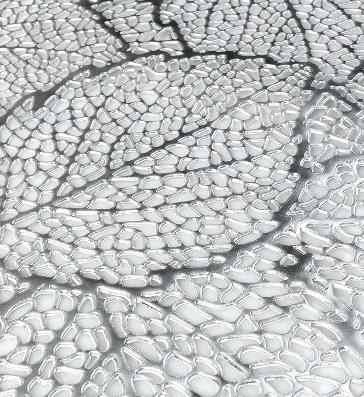 Excellent Houseware Leaf Embellished Pvc Placemat, Silver, Packshot View