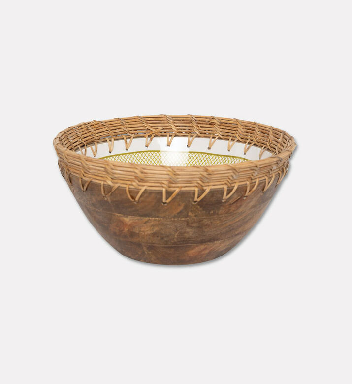 Home Deco and More Cane-woven 2-piece Border Printed Bowl Set, Packshot View