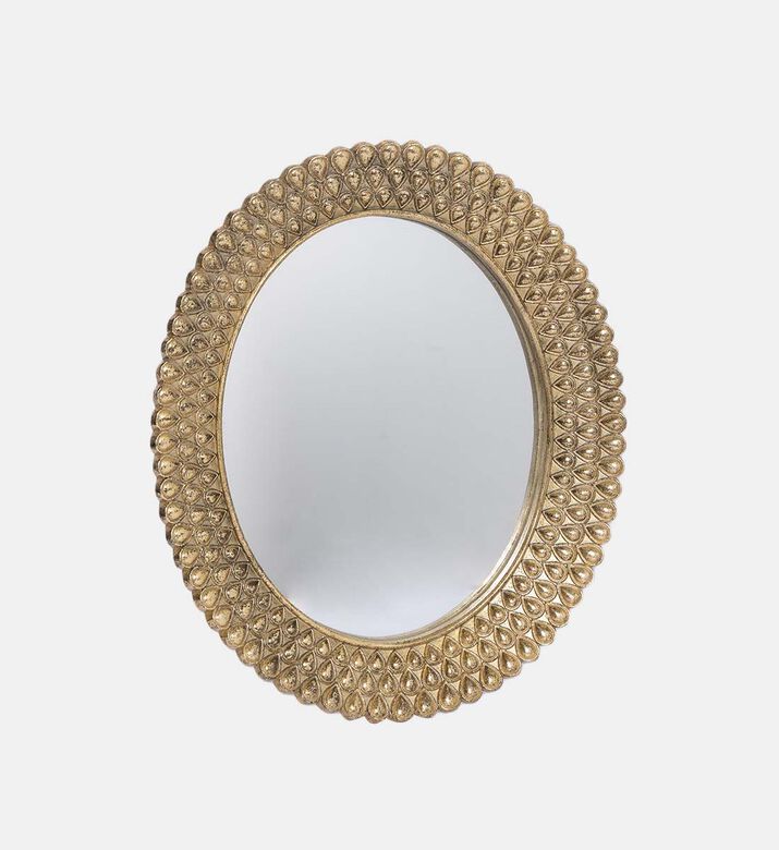 Polyresin Engraved Round Mirror
