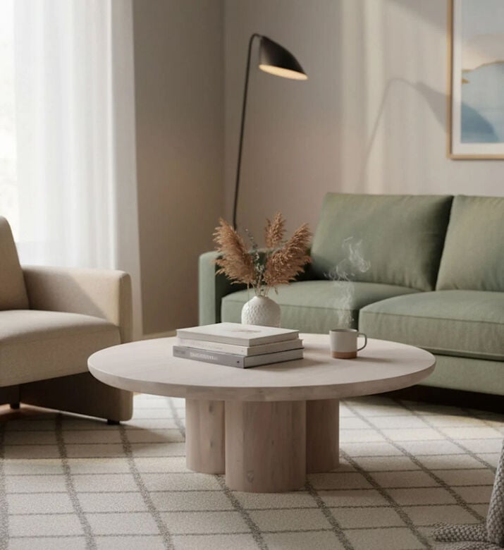 Home Deco and More Spherical Acacia Wood Coffee Table, Packshot View Home Deco and More Spherical Acacia Wood Coffee Table, Packshot View