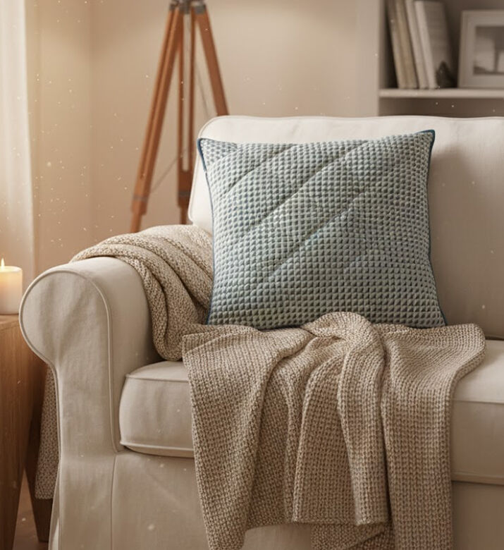 Home Deco and More Fabric Printed Square Cushion, Packshot View