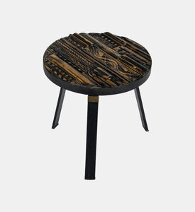 Home Deco and More Fortuna Carved Wood Top Side Table, Packshot View