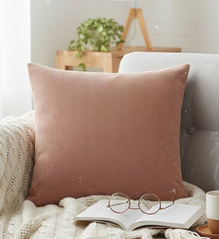Deko and Co Cord Square Cushion, Pink, 40x40-cm, Packshot View