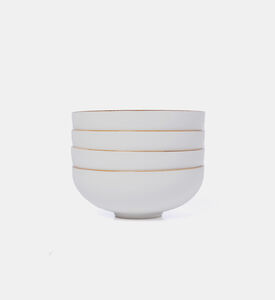 Home Deco and More Leaf Print Round Porcelain Bowl 4-piece Set - 15.8x6 Cm, Packshot View