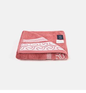 Cannon Patterned Border Cotton Bath Towel, Pink, 50x100-cm, Packshot View