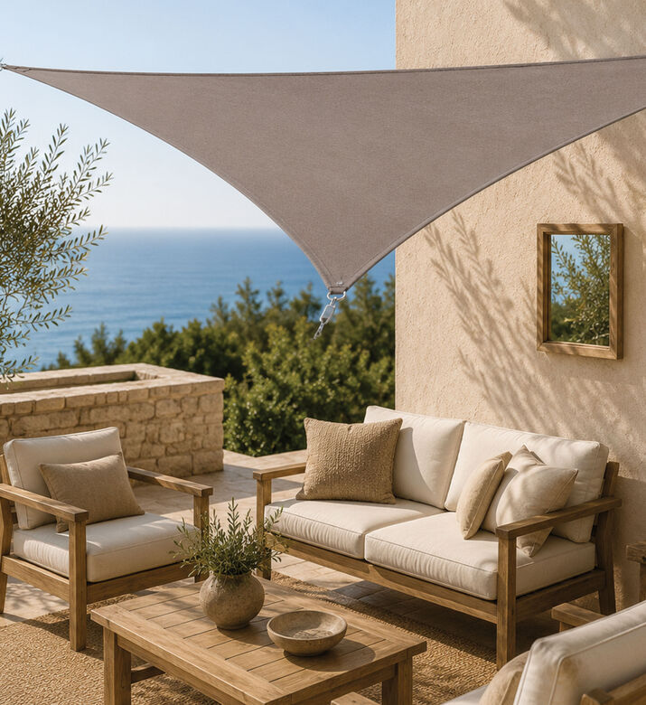 Home Deco and More Triangle Shade Cloth 3.6x3.6x3.6m Taupe, Packshot View