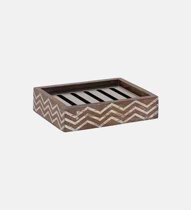 Wood Wave-print Square Soap Dish