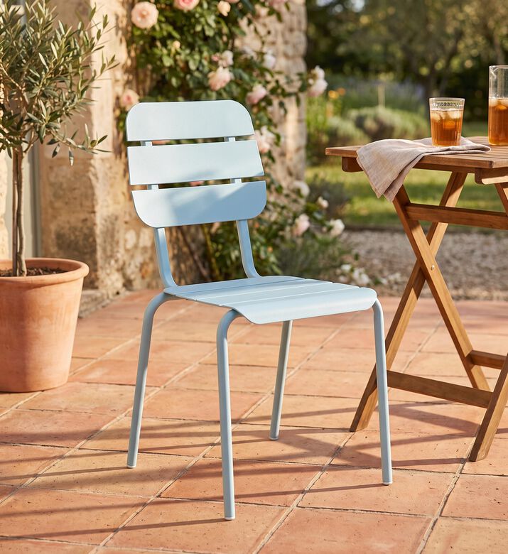 Ezeis Alicante Aluminum Stackable Chair, Blue, Packshot View