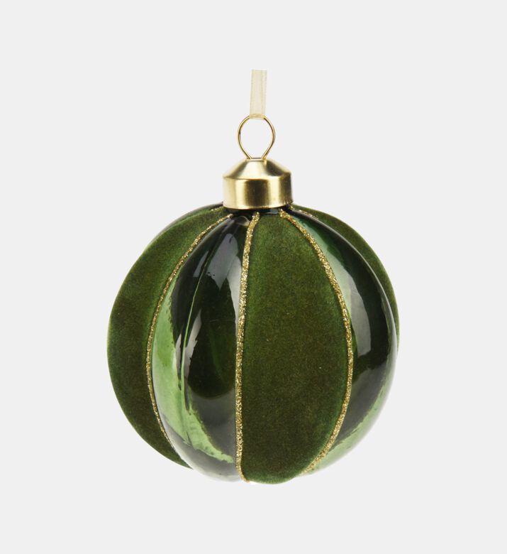 Home Deco and More Ornament Glass Velvet, Green, Packshot View