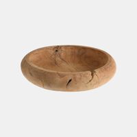 Teak Wood Natural-effect Round Bowl