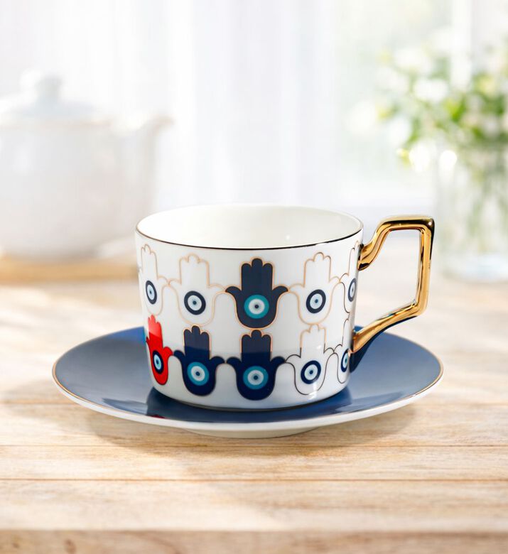 Home Deco and More Eye Coffee Cup Tray Ceramic Set, Packshot View