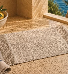 Home Deco and More Woven Recycled Cotton Plush Striped Rug, Packshot View