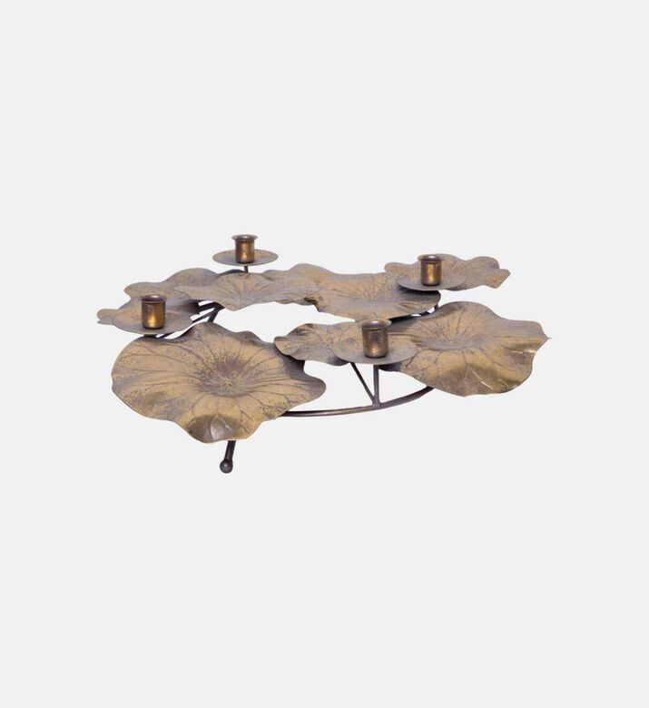 Foglie Gold Metal Candle Holder
