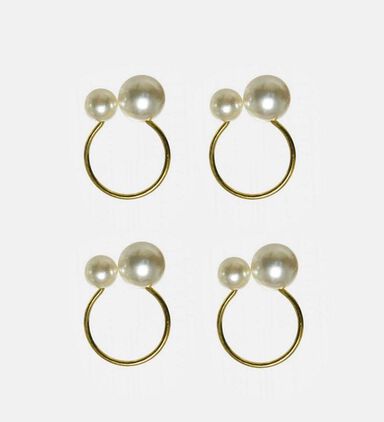 Pearl Iron Napkin Ring 4 Piece Set