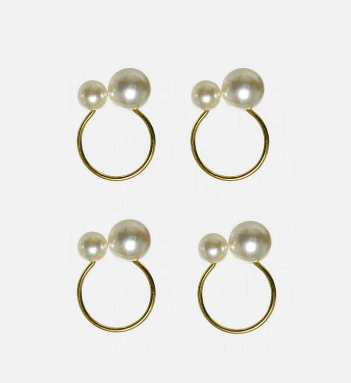 Pearl Iron Napkin Ring 4 Piece Set