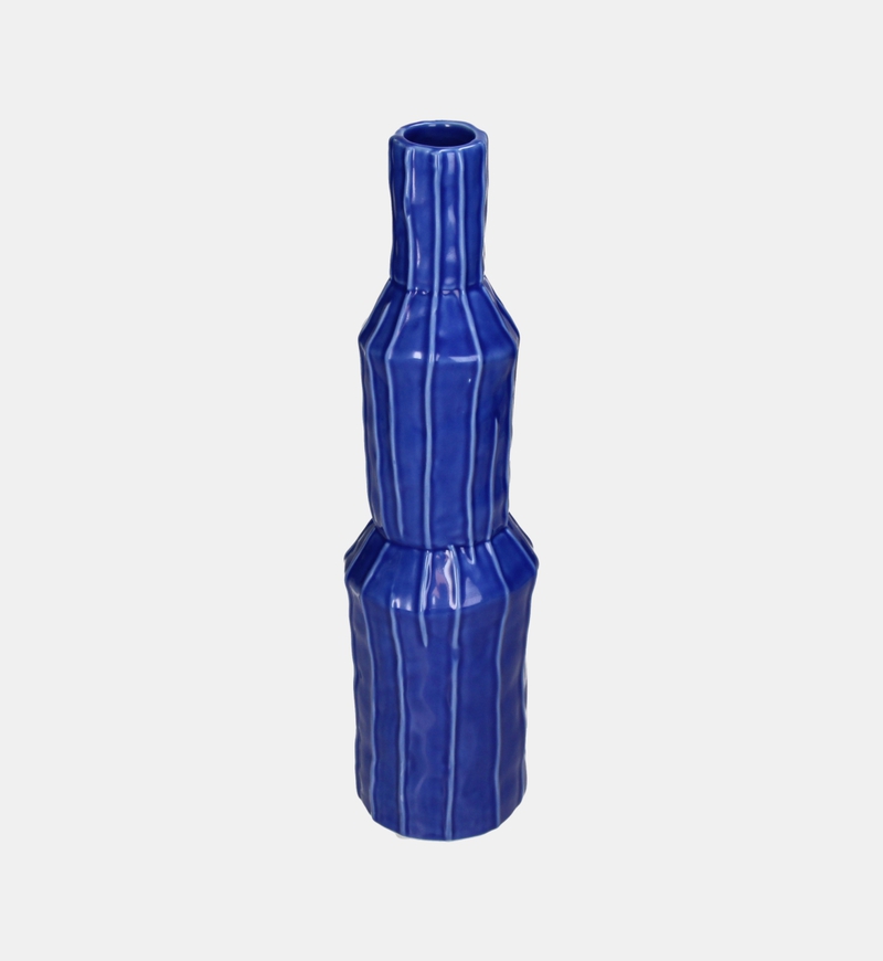 Ceramic Glazed Ribbed Vase