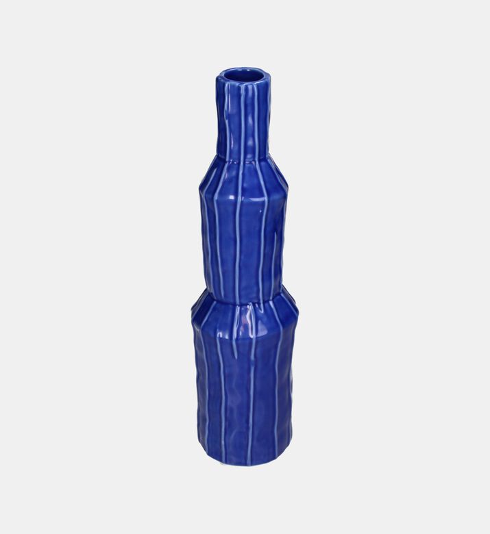 Ceramic Glazed Ribbed Vase