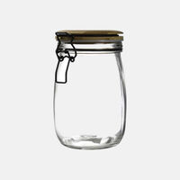 Wire Clip Bamboo Lid Storage Jar