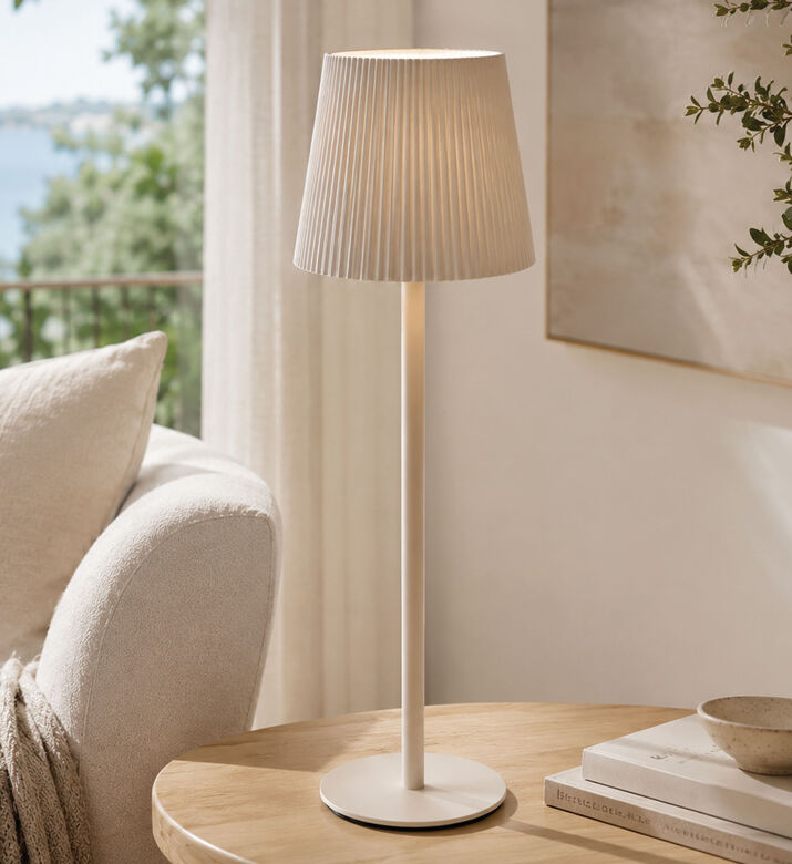 Home Deco and More Pleated Table Lamp, Cream, 10x36-cm, Packshot View