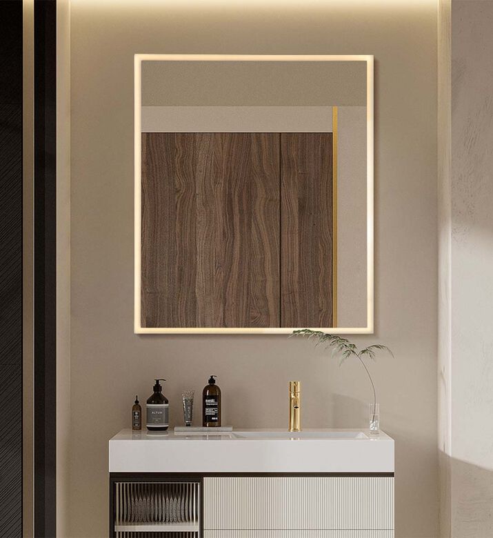 Rectangular Lighted Bathroom Mirror Cabinet