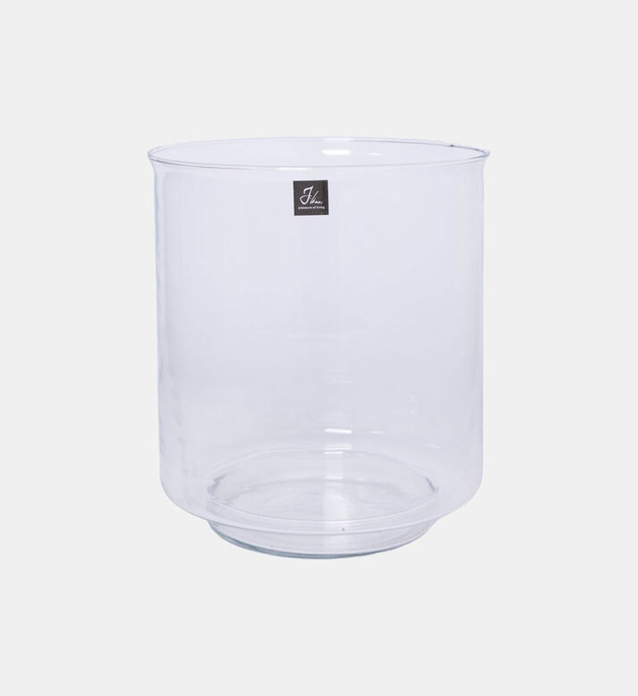 Wooden Base Glass Candle Holder 34 Cm