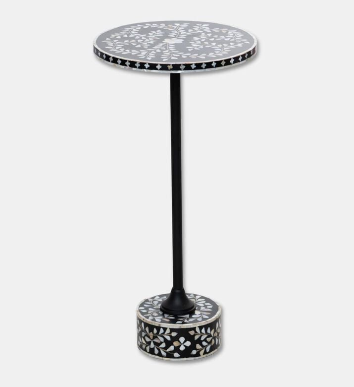 Home Deco and More Round Terrazzo-effect Side Table, Black, Packshot View