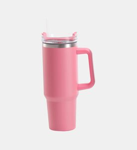 Home Deco and More Double-walled Handled Drinking Mug, Pink, Packshot View