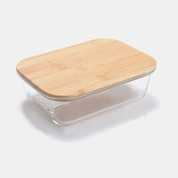 Glass Two-parts Bamboo Lid Contianer