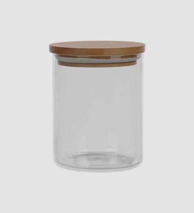 Glass Wood Storage Jar