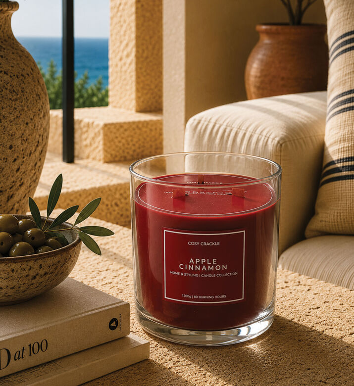 Home Deco and More Colored Wooden Wick Scented Candle, Packshot View