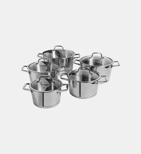 Home Deco and More Stainless Steel 5-piece Cooking Set, Packshot View