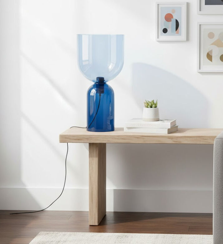 Home Deco and More Bliss 2 Pin Table Lamp, Blue, Packshot View