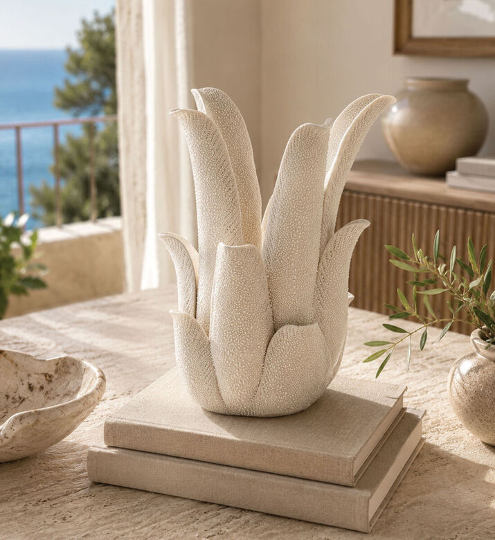 Light and Living Krana Lotus Tealight, Cream, 14x8.5-cm, Packshot View