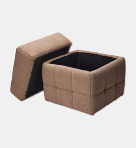 Home Deco and More Removable Lid Storage Pouf, Brown, Packshot View