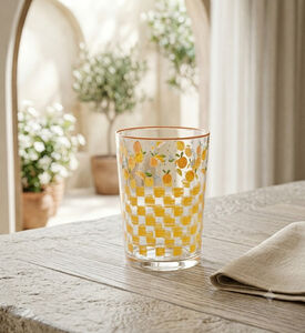 Home Deco and More Lemon-print Drinking Glass, Packshot View