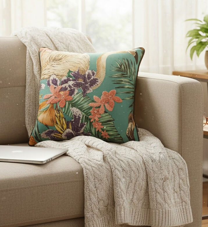 Home Deco and More Zoo Embroidered Cushion Cover, Packshot View