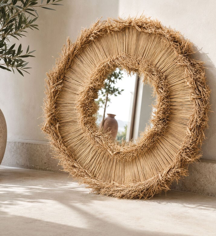 Home Deco and More Straw Grass Embellished Mirror, Packshot View