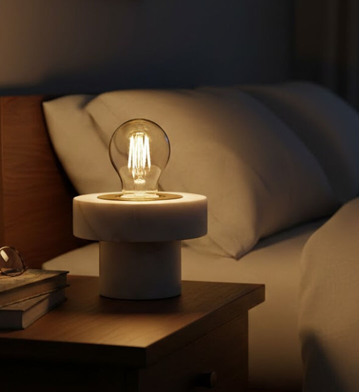 Home Deco and More Marble Round Table Lamp, Packshot View