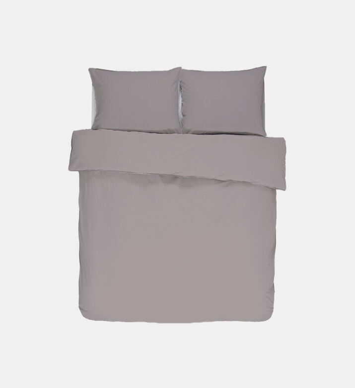 Home Deco and More Lauren Plain Cotton Satin Bed Set, Grey, 260x240-cm, Packshot View