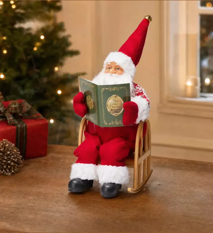 Home Deco and More Led Reading Santa Figurine, Model View