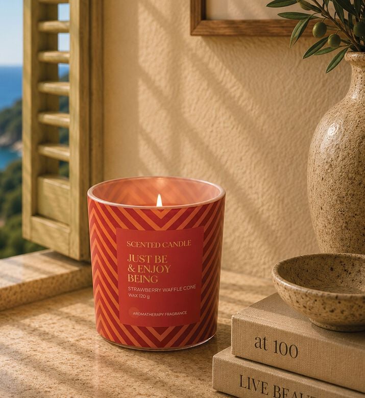 Home Deco and More Strawberry Waffle Scented Candle-in-glass, Packshot View