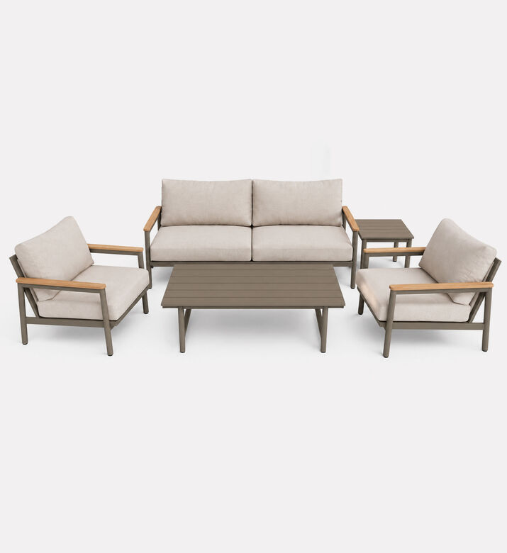Home Deco and More Teak Arm Aluminum Outdoor Seating Set, Packshot View