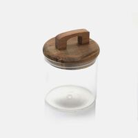 Glass Wooden Lid Storage Jar
