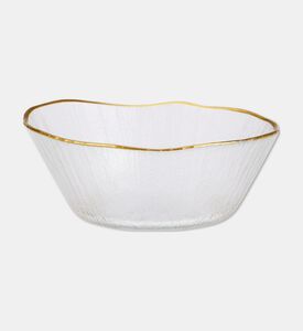Home Deco and More Glass Medium Rippled Gold Rim Bowl, Packshot View