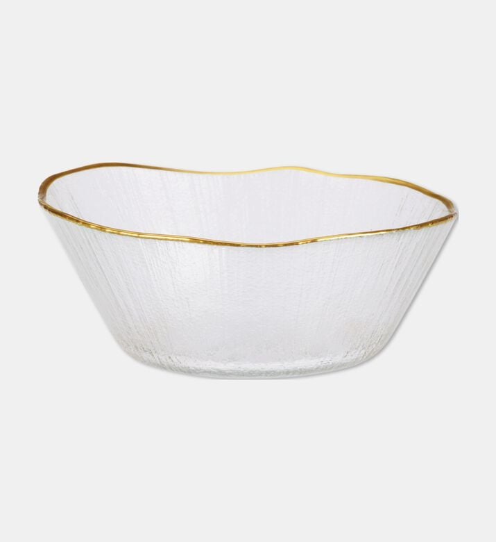 Home Deco and More Glass Medium Rippled Gold Rim Bowl, Packshot View