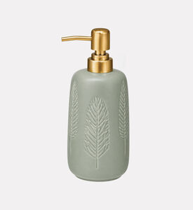 Home Deco and More Stoneware Leaf Motif Soap Dispenser, Green, Packshot View